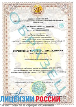 Образец сертификата соответствия аудитора №ST.RU.EXP.00014299-1 Можайск Сертификат ISO 14001